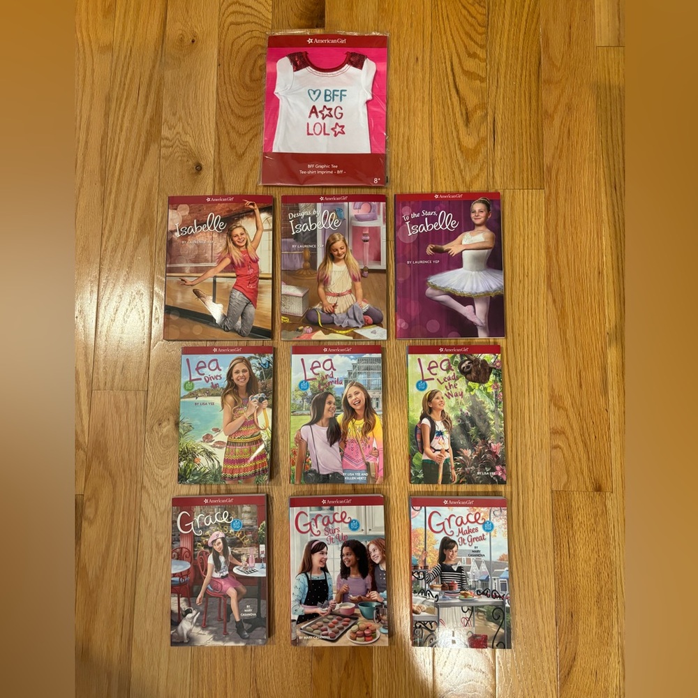 9 book set with doll tee